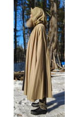 Cloakmakers.com 5956-Washable Tan Cotton Cloak w/ Black Interior & Antique Bronze Clasp