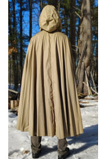 Cloakmakers.com 5956-Washable Tan Cotton Cloak w/ Black Interior & Antique Bronze Clasp