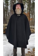 Cloakmakers.com 5957-Washable Black Wool Blend Cloak w/ Blue Velvet Hood Lining & Pockets