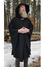 Cloakmakers.com 5957-Washable Black Wool Blend Cloak w/ Blue Velvet Hood Lining & Pockets