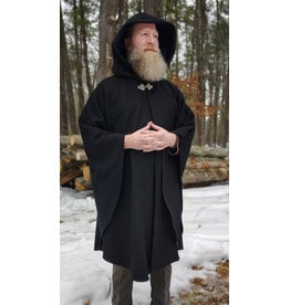 Cloakmakers.com 5957-Washable Black Wool Blend Cloak w/ Blue Velvet Hood Lining & Pockets