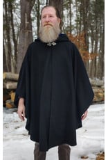 Cloakmakers.com 5957-Washable Black Wool Blend Cloak w/ Blue Velvet Hood Lining & Pockets