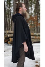 Cloakmakers.com 5957-Washable Black Wool Blend Cloak w/ Blue Velvet Hood Lining & Pockets