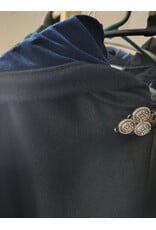Cloakmakers.com 5957-Washable Black Wool Blend Cloak w/ Blue Velvet Hood Lining & Pockets