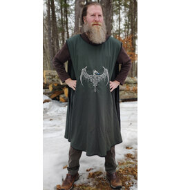 Cloakmakers.com J912-Washable Dark Green Cotton Blend Tabard w/ Silver Dragon Embroidery