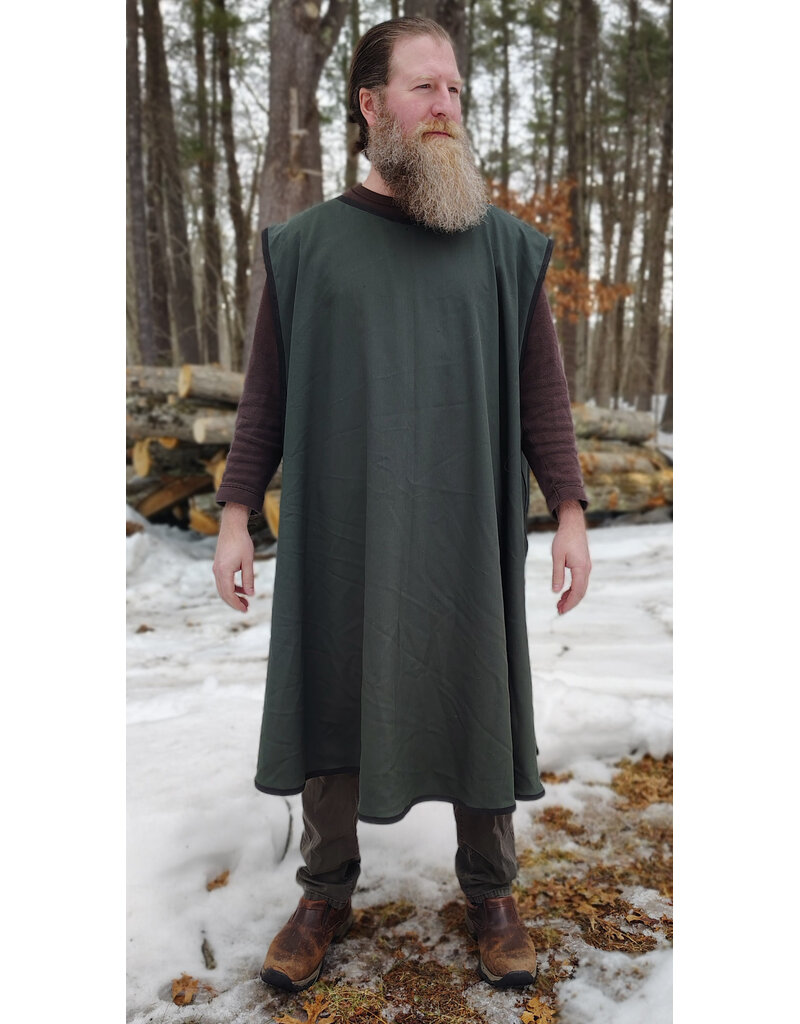 Cloakmakers.com J912-Washable Dark Green Cotton Blend Tabard w/ Silver Dragon Embroidery