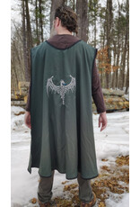Cloakmakers.com J912-Washable Dark Green Cotton Blend Tabard w/ Silver Dragon Embroidery