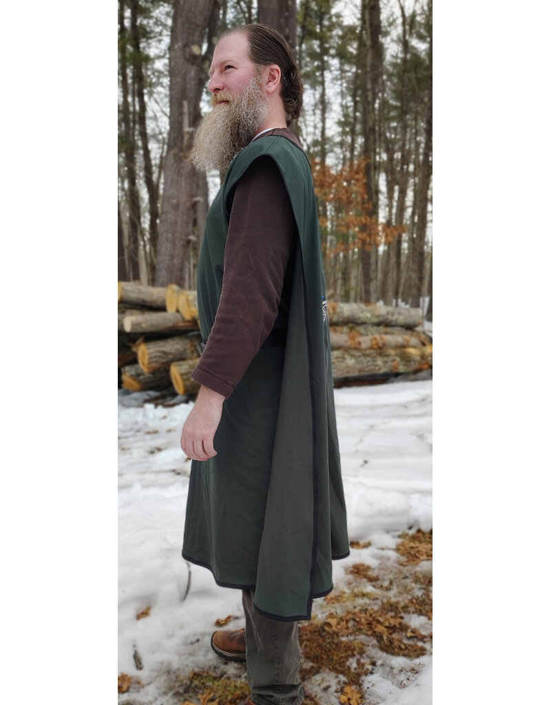 Cloakmakers.com J912-Washable Dark Green Cotton Blend Tabard w/ Silver Dragon Embroidery