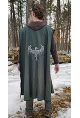 Cloakmakers.com J912-Washable Dark Green Cotton Blend Tabard w/ Silver Dragon Embroidery