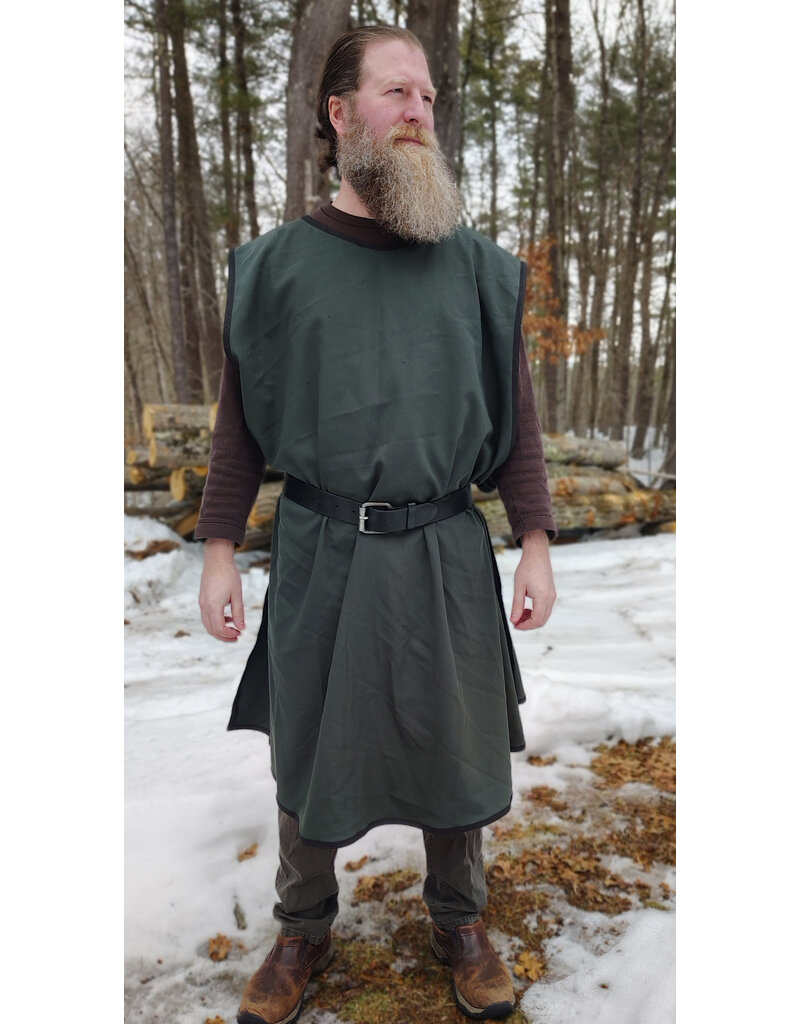 Cloakmakers.com J912-Washable Dark Green Cotton Blend Tabard w/ Silver Dragon Embroidery