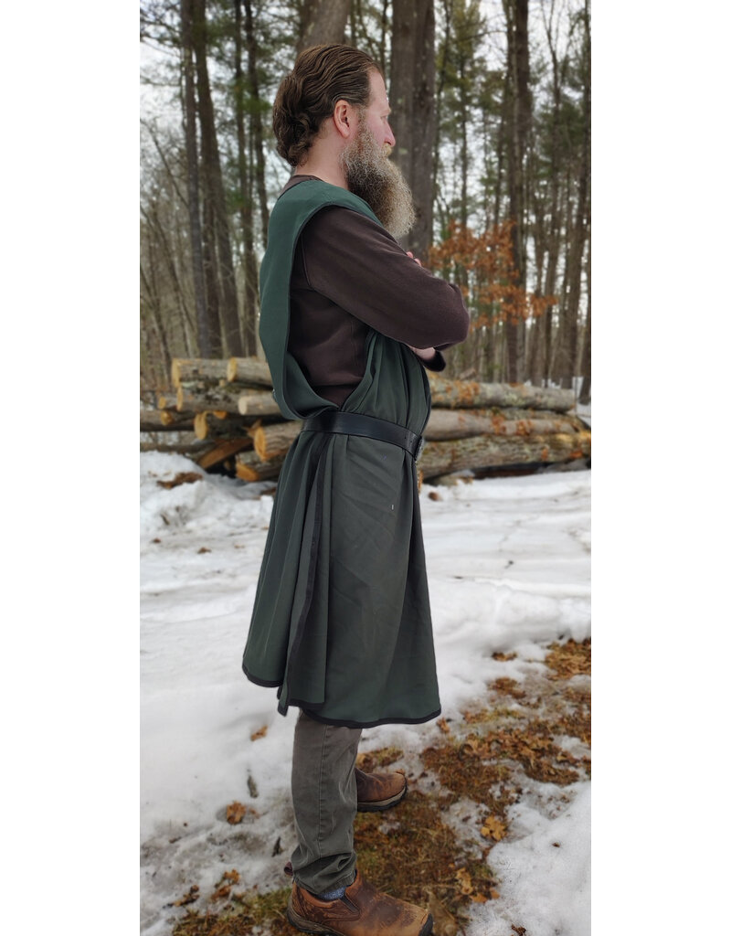 Cloakmakers.com J912-Washable Dark Green Cotton Blend Tabard w/ Silver Dragon Embroidery