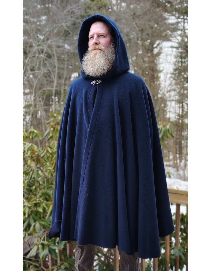 Cloakmakers.com 5958-Washable Navy Blue Fleece Cloak w/ Silver Tone Clasp