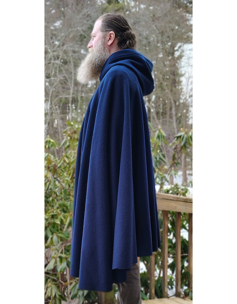 Cloakmakers.com 5958-Washable Navy Blue Fleece Cloak w/ Silver Tone Clasp