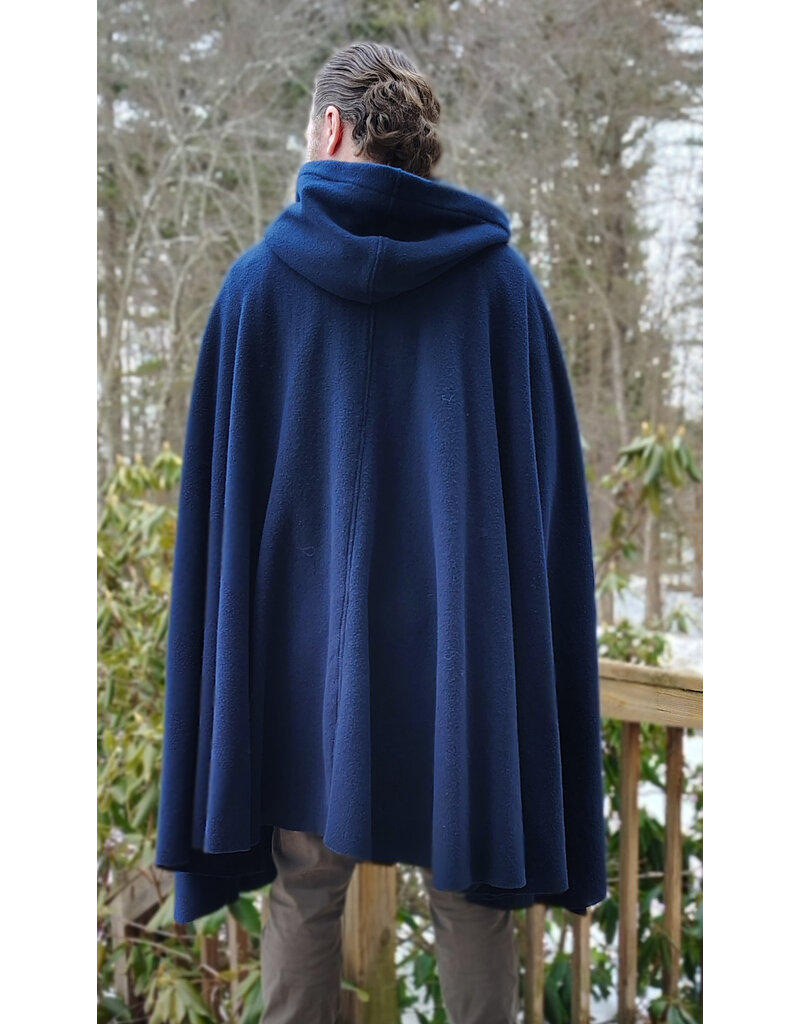 Cloakmakers.com 5958-Washable Navy Blue Fleece Cloak w/ Silver Tone Clasp