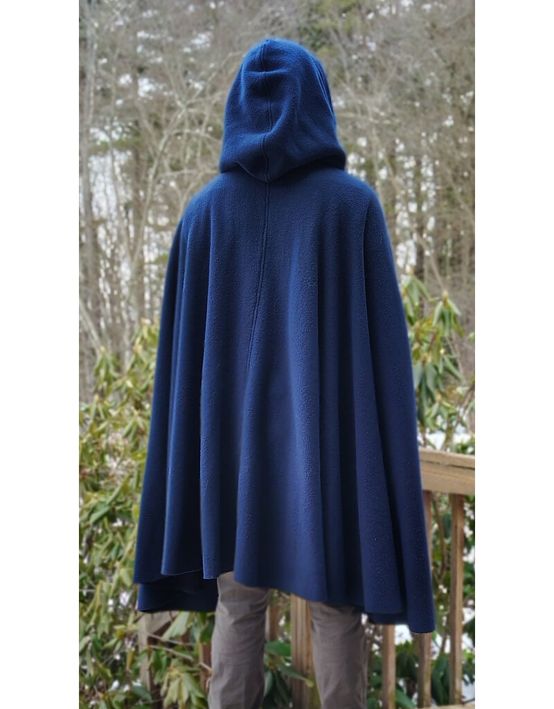 Cloakmakers.com 5958-Washable Navy Blue Fleece Cloak w/ Silver Tone Clasp