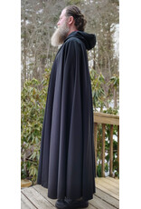 Cloakmakers.com 5959-Black Lightweight Wool Cloak w/ Dark Maroon Velvet Hood Lining & Celtic Knot Clasp