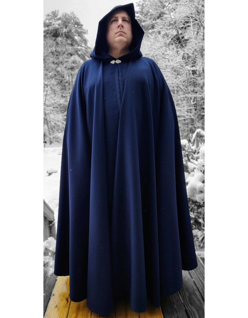 Cloakmakers.com 5960-Washable Lightweight Blue Faux Woven Wool Cloak w/ Silver Tone Clasp
