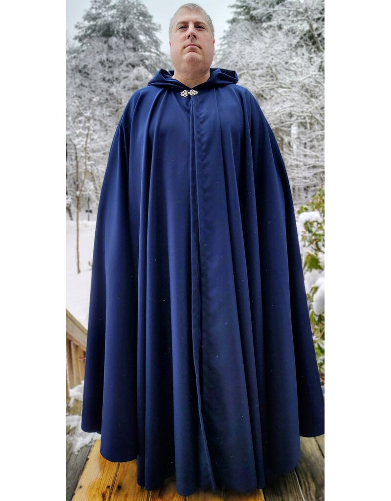 Cloakmakers.com 5960-Washable Lightweight Blue Faux Woven Wool Cloak w/ Silver Tone Clasp