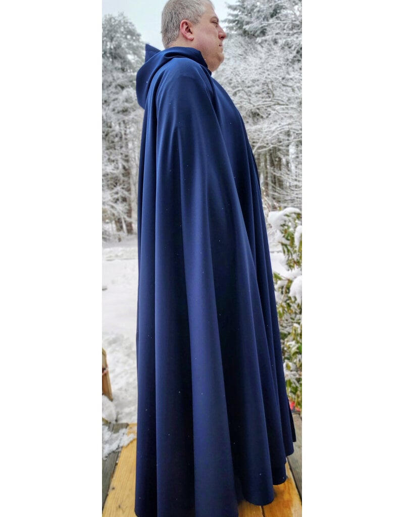 Cloakmakers.com 5960-Washable Lightweight Blue Faux Woven Wool Cloak w/ Silver Tone Clasp