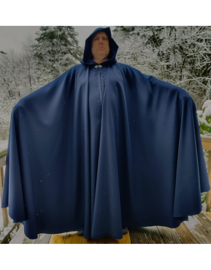 Cloakmakers.com 5960-Washable Lightweight Blue Faux Woven Wool Cloak w/ Silver Tone Clasp