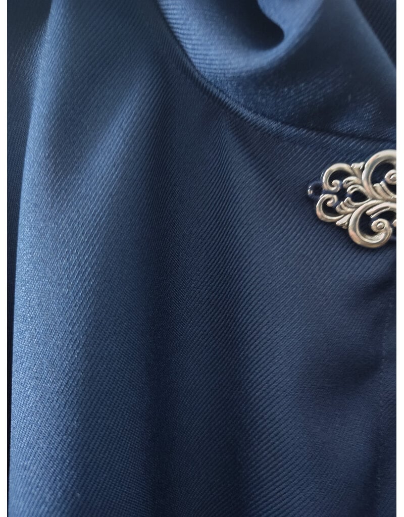 Cloakmakers.com 5960-Washable Lightweight Blue Faux Woven Wool Cloak w/ Silver Tone Clasp