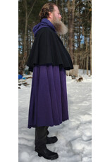 Cloakmakers.com 5961-Washable Black & Purple Wool Blend Mantle Cloak w/ Black Velvet Hood Lining & Triple Medallion Clasp