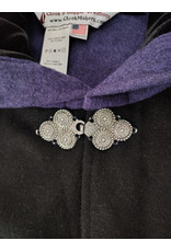 Cloakmakers.com 5961-Washable Black & Purple Wool Blend Mantle Cloak w/ Black Velvet Hood Lining & Triple Medallion Clasp
