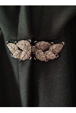 Cloakmakers.com 5962-Green Wool Blend Cloak w/ Black Velvet Hood Lining & Multi-Leaf Clasp