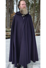 Cloakmakers.com 5963-Dark Purple Wool Cloak w/ Black Velvet Hood Lining & Gothic Rose Clasp