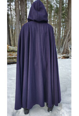 Cloakmakers.com 5963-Dark Purple Wool Cloak w/ Black Velvet Hood Lining & Gothic Rose Clasp