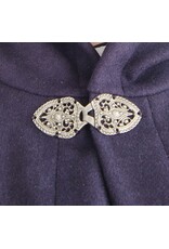 Cloakmakers.com 5963-Dark Purple Wool Cloak w/ Black Velvet Hood Lining & Gothic Rose Clasp