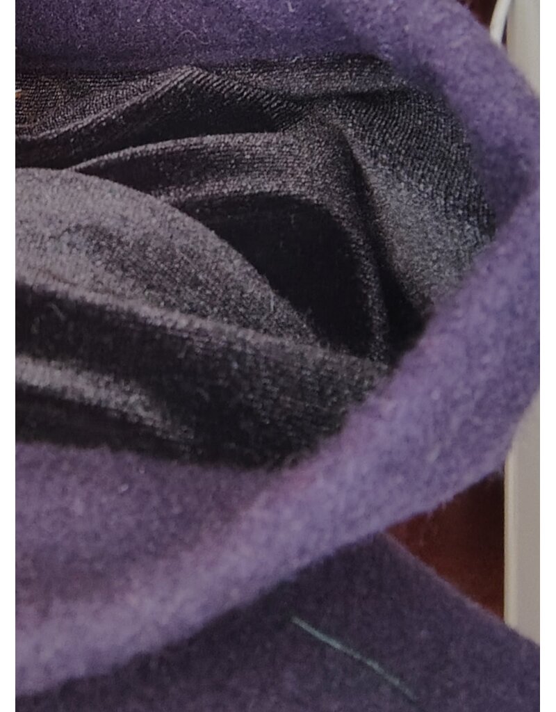 Cloakmakers.com 5963-Dark Purple Wool Cloak w/ Black Velvet Hood Lining & Gothic Rose Clasp