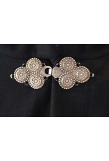 Cloakmakers.com 5964-Washable Black Wool Blend Cloak w/ Black Velvet Hood Lining & Triple Medallion Clasp