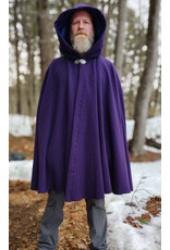 Cloakmakers.com 5966-Washable Rich Purple Wool Cloak w/ Deep Blue Velvet Hood Lining & Gothic Rose Clasp