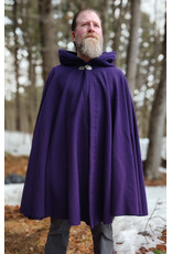 Cloakmakers.com 5966-Washable Rich Purple Wool Cloak w/ Deep Blue Velvet Hood Lining & Gothic Rose Clasp