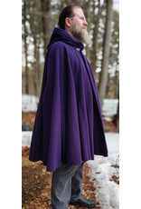 Cloakmakers.com 5966-Washable Rich Purple Wool Cloak w/ Deep Blue Velvet Hood Lining & Gothic Rose Clasp