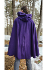 Cloakmakers.com 5966-Washable Rich Purple Wool Cloak w/ Deep Blue Velvet Hood Lining & Gothic Rose Clasp