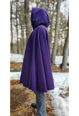 Cloakmakers.com 5966-Washable Rich Purple Wool Cloak w/ Deep Blue Velvet Hood Lining & Gothic Rose Clasp
