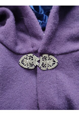 Cloakmakers.com 5966-Washable Rich Purple Wool Cloak w/ Deep Blue Velvet Hood Lining & Gothic Rose Clasp