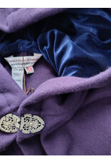 Cloakmakers.com 5966-Washable Rich Purple Wool Cloak w/ Deep Blue Velvet Hood Lining & Gothic Rose Clasp