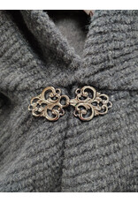 Cloakmakers.com 5967-Washable Heathered Black Novelty Weave Cloak w/ Deep Blue Velvet Hood Lining & Silver Tone Clasp