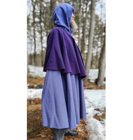 Cloakmakers.com 5968-Washable Purple Wool Mantle Cloak w/ Purple Velvet Hood Lining & Triple Medallion Clasp
