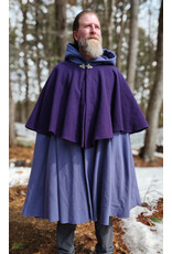 Cloakmakers.com 5968-Washable Purple Wool Mantle Cloak w/ Purple Velvet Hood Lining & Triple Medallion Clasp