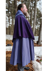 Cloakmakers.com 5968-Washable Purple Wool Mantle Cloak w/ Purple Velvet Hood Lining & Triple Medallion Clasp