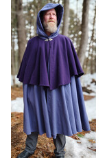 Cloakmakers.com 5968-Washable Purple Wool Mantle Cloak w/ Purple Velvet Hood Lining & Triple Medallion Clasp