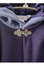 Cloakmakers.com 5968-Washable Purple Wool Mantle Cloak w/ Purple Velvet Hood Lining & Triple Medallion Clasp