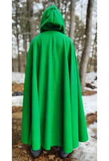 Cloakmakers.com 5969-Bright Green Wool Blend Cloak w/ Black Velvet Hood Lining & Triple Medallion Clasp