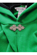 Cloakmakers.com 5969-Bright Green Wool Blend Cloak w/ Black Velvet Hood Lining & Triple Medallion Clasp