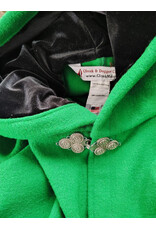 Cloakmakers.com 5969-Bright Green Wool Blend Cloak w/ Black Velvet Hood Lining & Triple Medallion Clasp