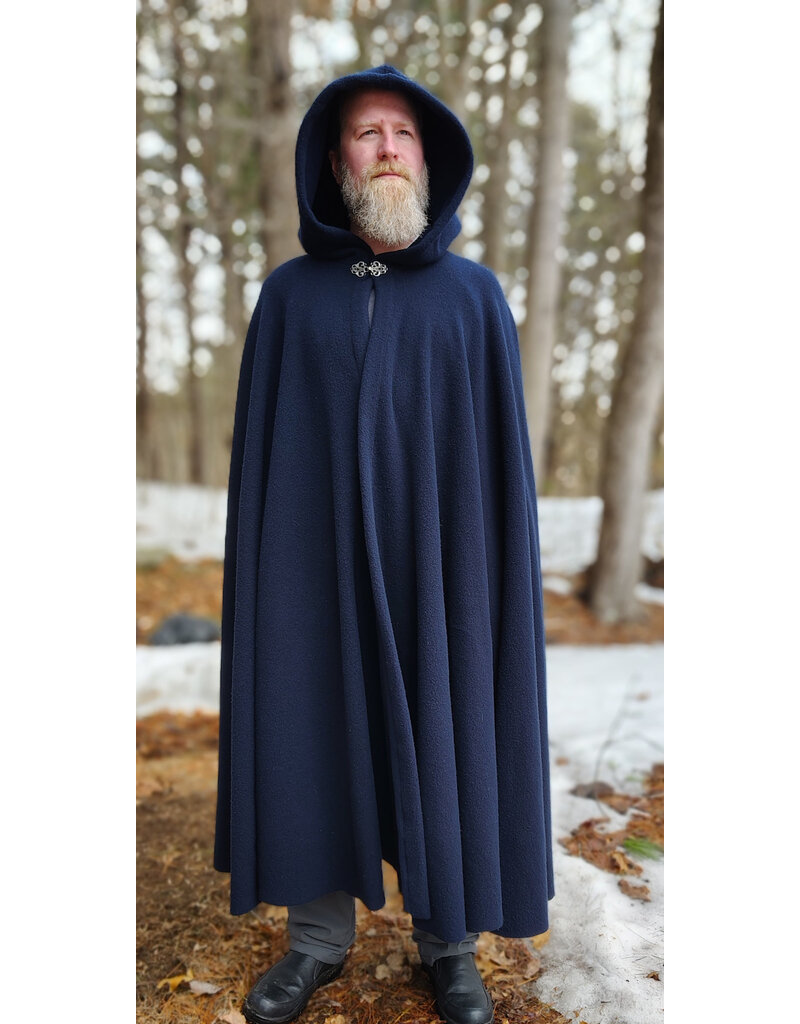 Cloakmakers.com 5970-Washable Dark Navy Blue Fleece Cloak w/ Silver Tone Clasp